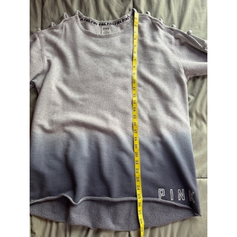 Pink Victorias Secret Sweatshirt‎ MED Blue Ombre Shoulder Open Cut Out Sleeves - Picture 9 of 10